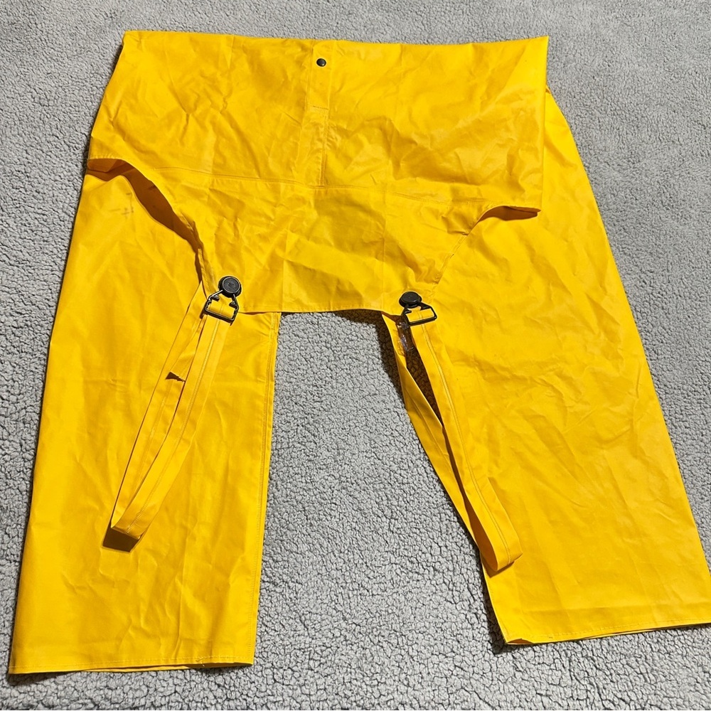👉 Raincoat Unisex Bright Yellow Rain Pantsuit